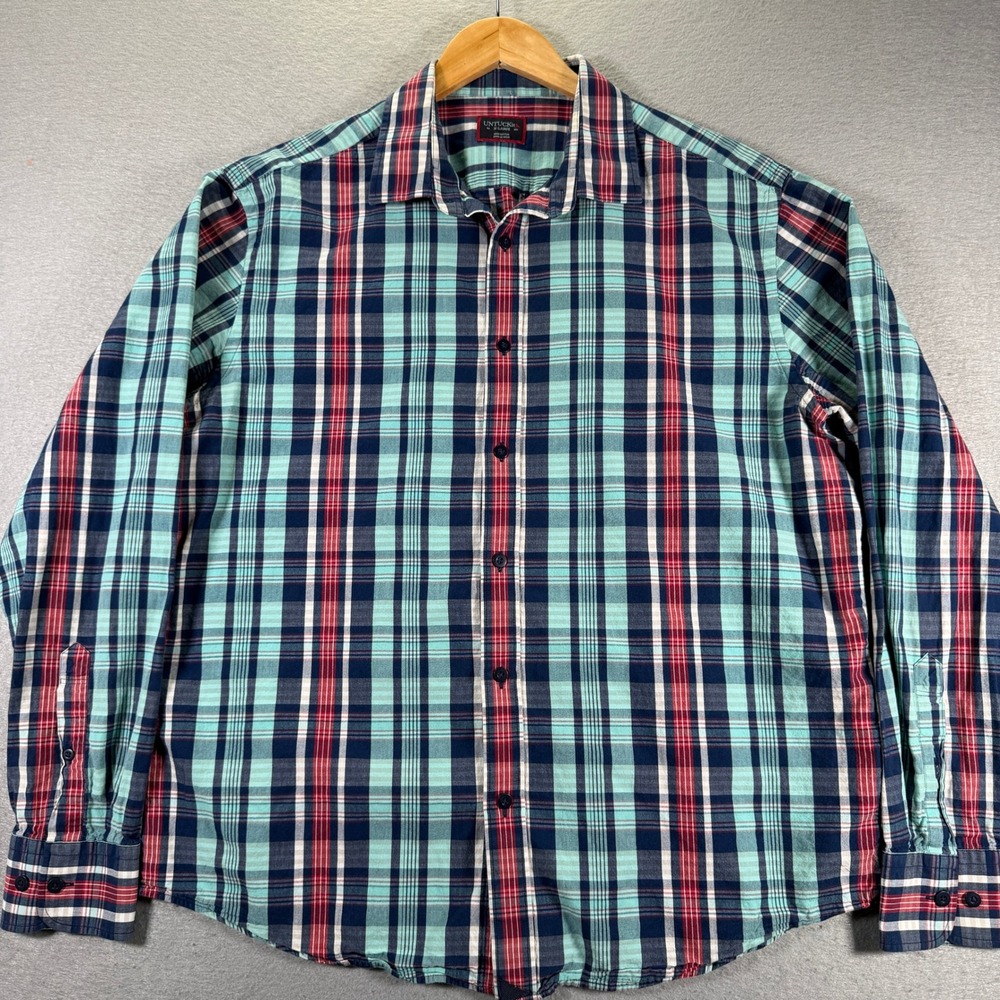 UNTUCKit Merino Plaid Button Down Shirt X-Large Men's 100% Cotton Regular Fit